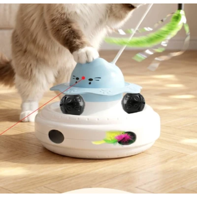 Jucarie Interactiva electrica pentru Pisici cu pana automata si lumina laser