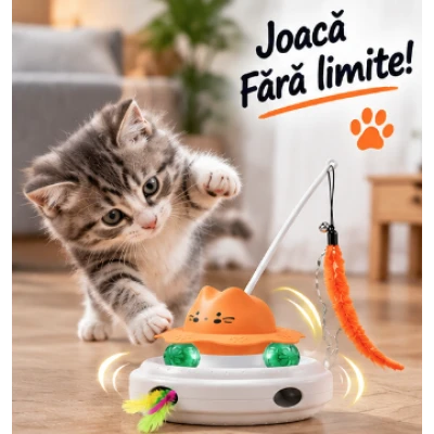 Jucarie Interactiva electrica pentru Pisici cu pana automata si lumina laser