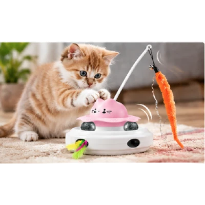 Jucarie Interactiva electrica pentru Pisici cu pana automata si lumina laser