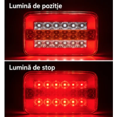 Lampa Stop Spate LED Dreptunghiulara Universala 12V/24V de 125 × 95 × 35 mm pentru Camion Remorca si Utilitare