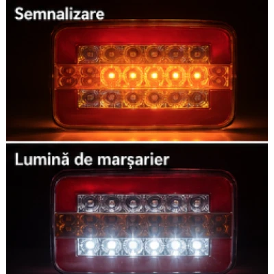 Lampa Stop Spate LED Dreptunghiulara Universala 12V/24V de 125 × 95 × 35 mm pentru Camion Remorca si Utilitare