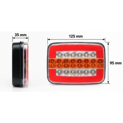 Lampa Stop Spate LED Dreptunghiulara Universala 12V/24V de 125 × 95 × 35 mm pentru Camion Remorca si Utilitare
