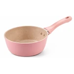 Mini Cratita tip ibric roz 16 cm cu maner ergonomic Interior antiaderent