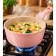 Mini Cratita tip ibric roz 16 cm cu maner ergonomic Interior antiaderent