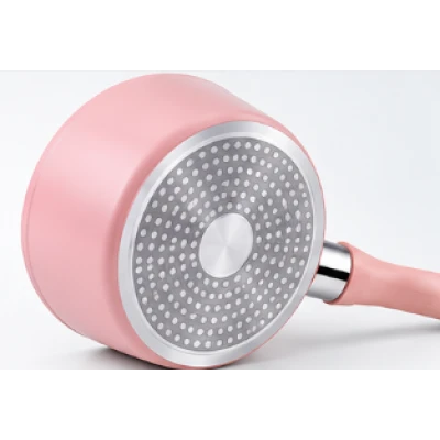 Mini Cratita tip ibric roz 16 cm cu maner ergonomic Interior antiaderent