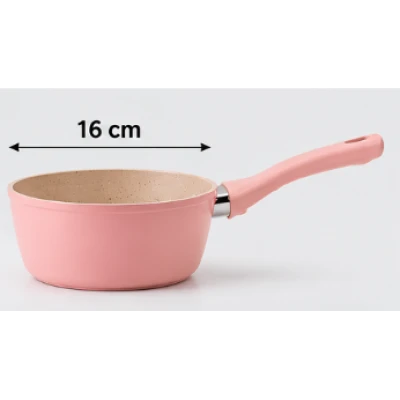 Mini Cratita tip ibric roz 16 cm cu maner ergonomic Interior antiaderent