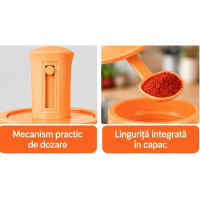 Set 2 Recipiente pentru condimente cu Lingurita Integrata colorate