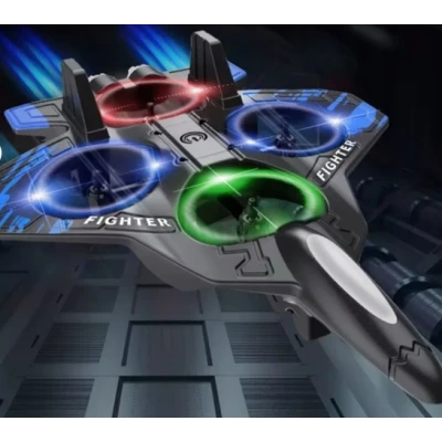 Jucarie Avion RC Starfighter 2.4 GHz Giroscop 4 Motoare Lumini LED 3 Trepte de Viteza 360