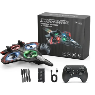 Jucarie Avion RC Starfighter 2.4 GHz Giroscop 4 Motoare Lumini LED 3 Trepte de Viteza 360