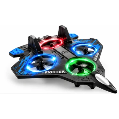 Jucarie Avion RC Starfighter 2.4 GHz Giroscop 4 Motoare Lumini LED 3 Trepte de Viteza 360