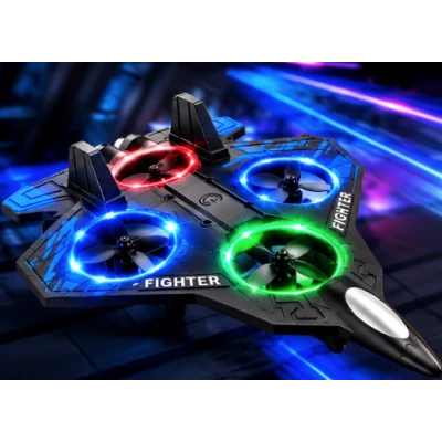 Jucarie Avion RC Starfighter 2.4 GHz Giroscop 4 Motoare Lumini LED 3 Trepte de Viteza 360