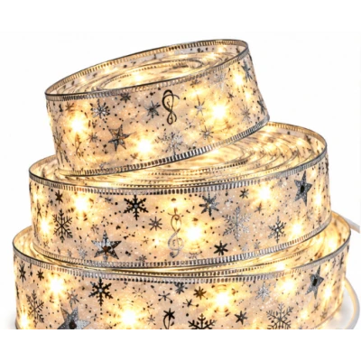 Panglica Luminoasa de Craciun 5M LED ARGINTIE Alimentare la Priza decorativa