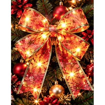 Panglica Luminoasa de Craciun 5M LED ROSIE CU AURIU Alimentare la Priza decorativa