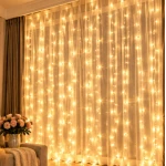 Instalatie Luminoasa Perdea LED 3 x 3 m cu 300 LED ALB CALD Telecomanda USB 10 siruri 1500 19