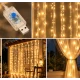 Instalatie Luminoasa Perdea LED 3 x 3 m cu 300 LED ALB CALD Telecomanda USB 10 siruri 1500 19