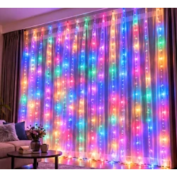 Instalatie Luminoasa Perdea LED 3 x 3 m cu 300 LED MULTICOLOR Telecomanda USB 10 siruri 1500 19