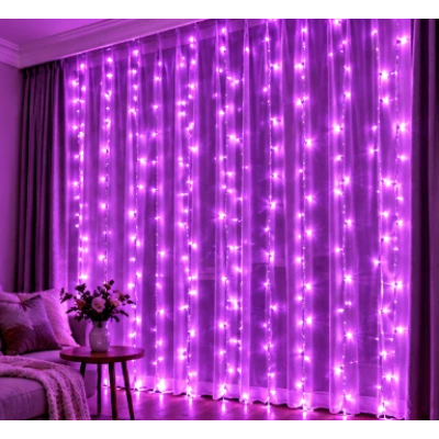 Instalatie Luminoasa Perdea LED 3 x 3 m cu 300 LED MOV Telecomanda USB 10 siruri 1500 19