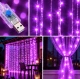 Instalatie Luminoasa Perdea LED 3 x 3 m cu 300 LED MOV Telecomanda USB 10 siruri 1500 19