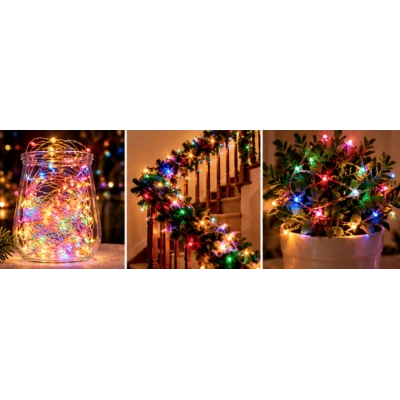 Instalatie Luminoasa LED MULTICOLORA cu 600 LED 30 metri fir alb cupru 1500 57 Decorativa