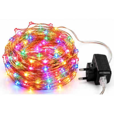 Instalatie Luminoasa LED MULTICOLORA cu 600 LED 30 metri fir alb cupru 1500 57 Decorativa