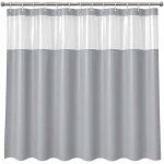 Perdea de Dus GRI din PEVA cu 12 Inele 178 x 183 cm Rezistenta la Apa