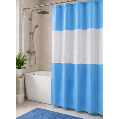 Perdea de dus PEVA 180 x 180 cm ALBASTRA cu transparent