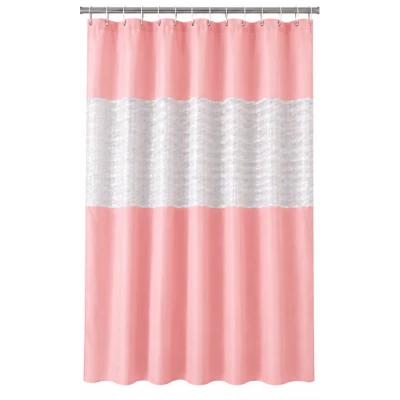 Perdea de dus PEVA 180 x 180 cm ROZ cu transparent