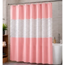 Perdea de dus PEVA 180 x 180 cm ROZ cu transparent