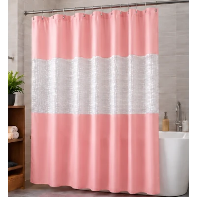 Perdea de dus PEVA 180 x 180 cm ROZ cu transparent