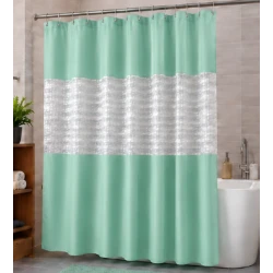 Perdea de dus PEVA 180 x 180 cm VERDE cu transparent