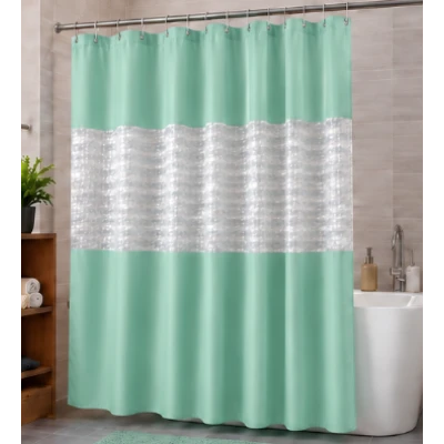 Perdea de dus PEVA 180 x 180 cm VERDE cu transparent