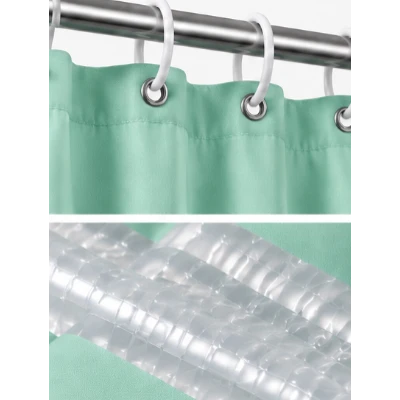 Perdea de dus PEVA 180 x 180 cm VERDE cu transparent