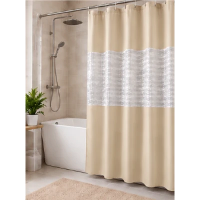 Perdea de dus PEVA 180 x 180 cm BEJ cu transparent