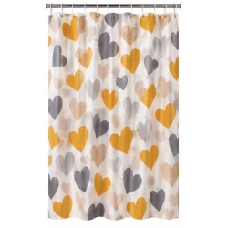 Perdea de dus PEVA 180 x 180 cm cu INIMIOARE COLORATE cu 12 inele
