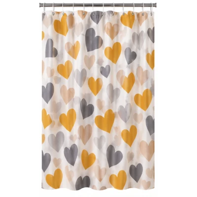 Perdea de dus PEVA 180 x 180 cm cu INIMIOARE COLORATE cu 12 inele