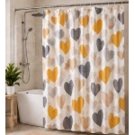 Perdea de dus PEVA 180 x 180 cm cu INIMIOARE COLORATE cu 12 inele