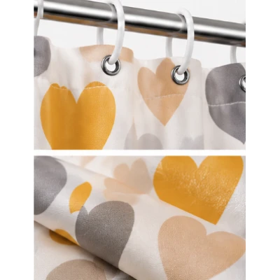 Perdea de dus PEVA 180 x 180 cm cu INIMIOARE COLORATE cu 12 inele