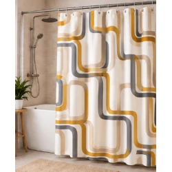 Perdea de dus PEVA 180 x 180 cm cu DUNGI COLORATE cu 12 inele