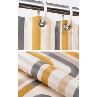 Perdea de dus PEVA 180 x 180 cm cu DUNGI COLORATE cu 12 inele