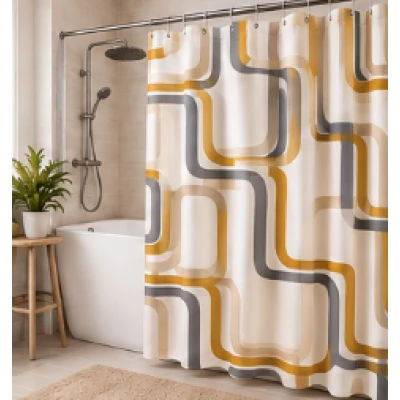 Perdea de dus PEVA 180 x 180 cm cu DUNGI COLORATE cu 12 inele