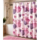 Perdea de dus PEVA 180 x 180 cm cu INIMI MOV SI ROZ cu 12 inele