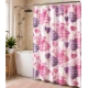 Perdea de dus PEVA 180 x 180 cm cu INIMI MOV SI ROZ cu 12 inele