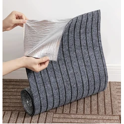 Rola Covoras Antiderapant Autoadeziv pentru Hol si Interior GRI cu Dungi Negre 40 × 300 cm