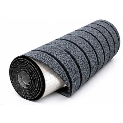 Rola Covoras Antiderapant Autoadeziv pentru Hol si Interior GRI cu Dungi Negre 40 × 300 cm
