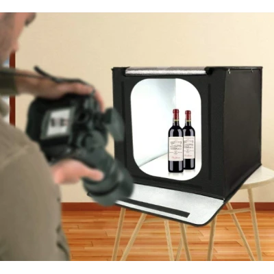 Mini Studio Foto Portabil 60 × 60 cm tip Cort Pliabil Lightbox pentru Fotografie de Produs cu Fundaluri