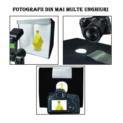 Mini Studio Foto Portabil 60 × 60 cm tip Cort Pliabil Lightbox pentru Fotografie de Produs cu Fundaluri