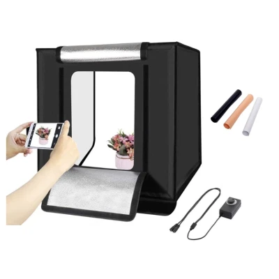 Mini Studio Foto Portabil 60 × 60 cm tip Cort Pliabil Lightbox pentru Fotografie de Produs cu Fundaluri