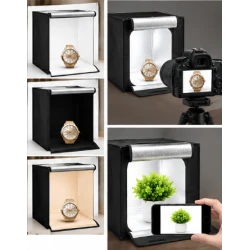 Mini Studio Foto Portabil 40 × 40 cm tip Cort Pliabil Lightbox pentru Fotografie de Produs cu Fundaluri
