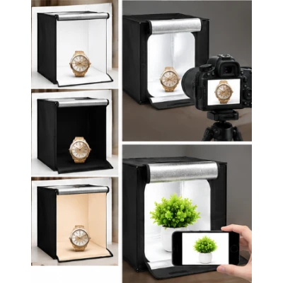 Mini Studio Foto Portabil 60 × 60 cm tip Cort Pliabil Lightbox pentru Fotografie de Produs cu Fundaluri