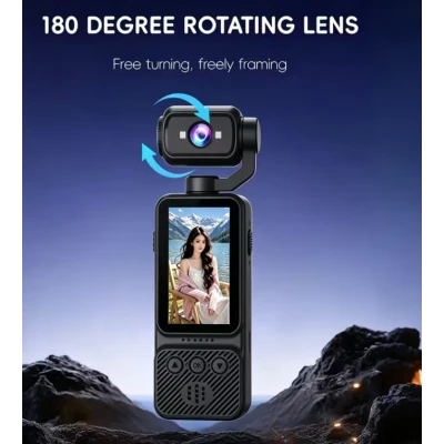 Mini Camera Video Sport 4K UHD cu Obiectiv Rotativ 270 grade Unghi Larg 170 WiFi Ecran LCD 2 inch